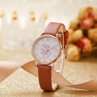 新品レディース腕時計⌚ Amazon | ファッション女性腕時計蝶革腕時計レディースラウンド
